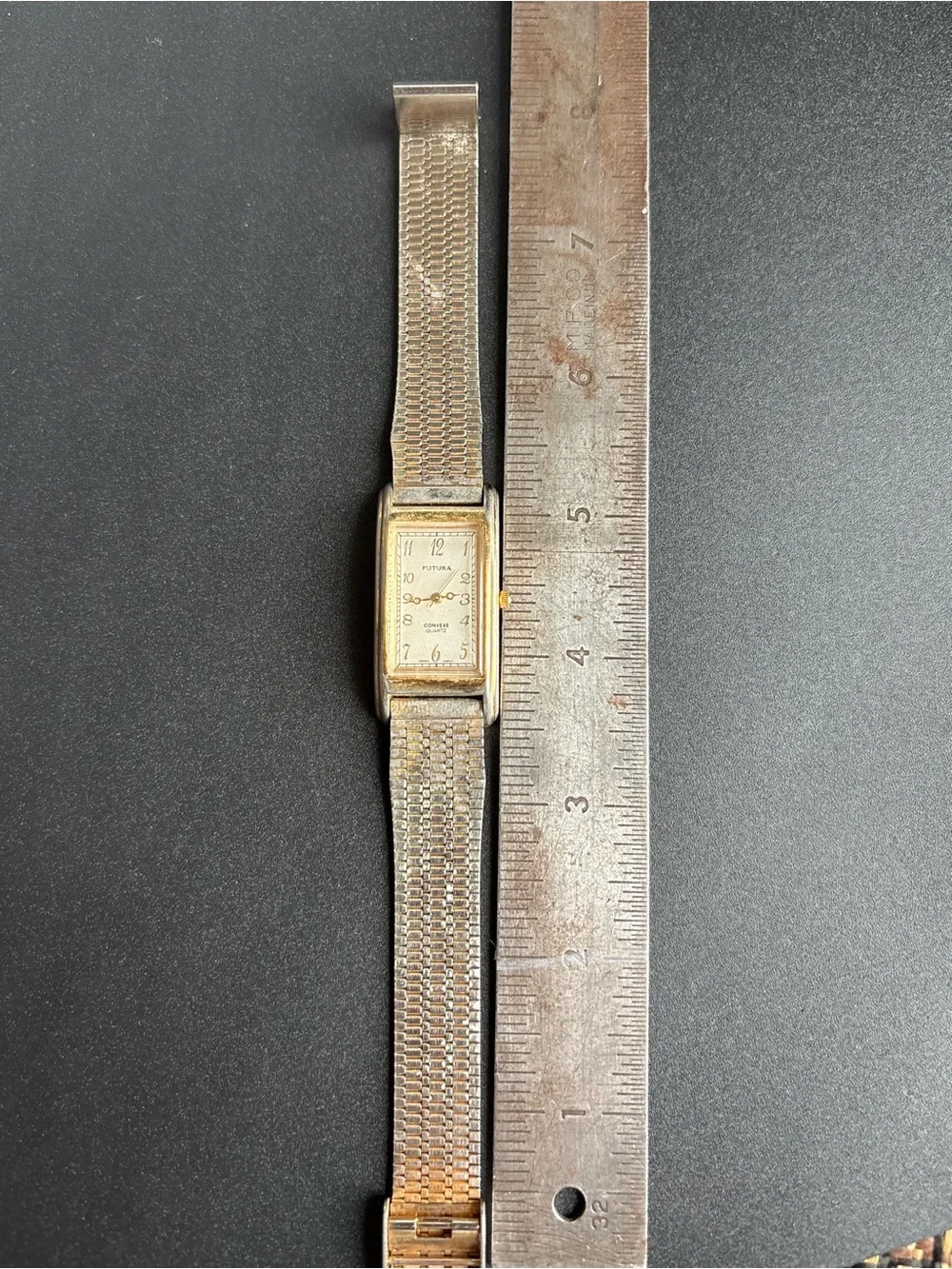 Futura Convexe Quartz Rectangular Gold & Silver Watch